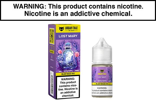 BLUE RAZZ ICE BY LOST MARY X URBAN TALE NIC SALTS 30ML BLUE RAZZ ICE BY LOST MARY X URBAN TALE NIC SALTS 30ML