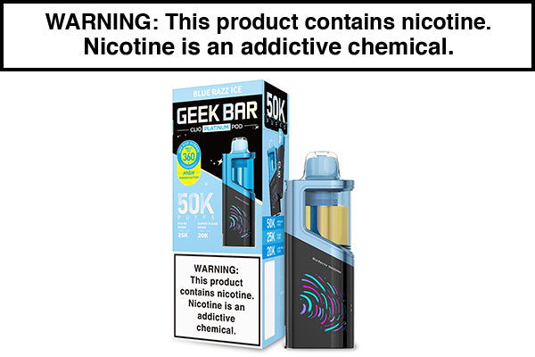 GEEK BAR CLIO PLATINUM DISPOSABLE VAPE PODS 50,000 PUFFS - $16.99 GEEK BAR CLIO PLATINUM DISPOSABLE VAPE PODS 50,000 PUFFS - $16.99