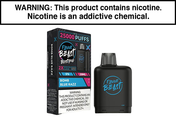 FLAVOR BEAST LEVEL X BOOST DISPOSABLE VAPE STARTER KIT Bomb Blue Razz