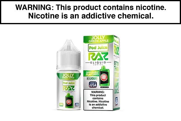 JOLLY GREEN APPLE BY POD JUICE SALTS X RAZ 30ML JOLLY GREEN APPLE BY POD JUICE SALTS X RAZ 30ML