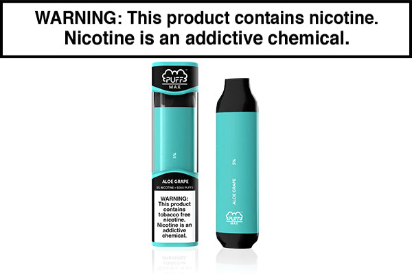 PUFF BAR PUFF MAX DISPOSABLE VAPE - 5000 PUFFS Aloe Grape
