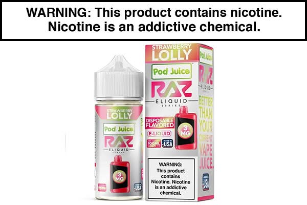 STRAWBERRY LOLLY BY POD JUICE X RAZ 100ML STRAWBERRY LOLLY BY POD JUICE X RAZ 100ML
