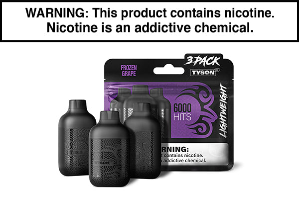 TYSON 2.0 LIGHTWEIGHT DISPOSABLE VAPE 6000 PUFFS (3-PACK) Frozen Grape