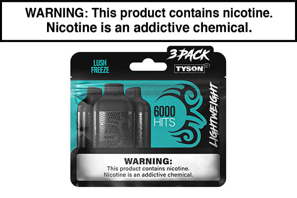 TYSON 2.0 LIGHTWEIGHT DISPOSABLE VAPE 6000 PUFFS (3-PACK) Lush Freeze