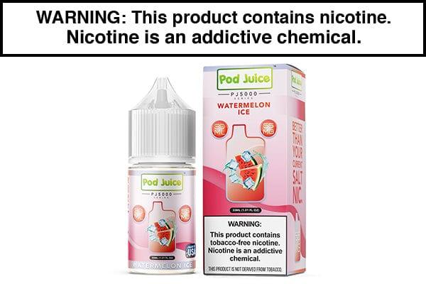 slipper nips vape flavor WATERMELON ICE BY POD JUICE SALT PJ5000 SERIES 30ML