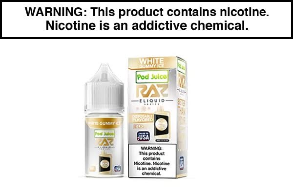 WHITE GUMMY ICE BY POD JUICE SALTS X RAZ 30ML WHITE GUMMY ICE BY POD JUICE SALTS X RAZ 30ML