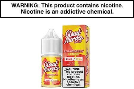 cloudy vape juice STRAWBERRY LEMON BY CLOUD NURDZ SALT TFN 30ML