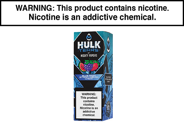 BLUE RAZZ STRAW-MELON CHEW BY MIGHTY VAPORS HULK TEARS SALT 30ML