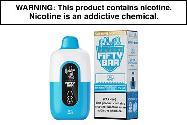 HIDDEN HILLS X FIFTY BAR 20K DISPOSABLE VAPE - 20,000 PUFFS HIDDEN HILLS X FIFTY BAR 20K DISPOSABLE VAPE - 20,000 PUFFS