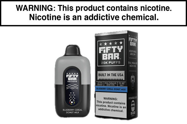 FIFTY BAR V2 20K DISPOSABLE VAPE - 20,000 PUFFS Blueberry Cereal Donut Milk