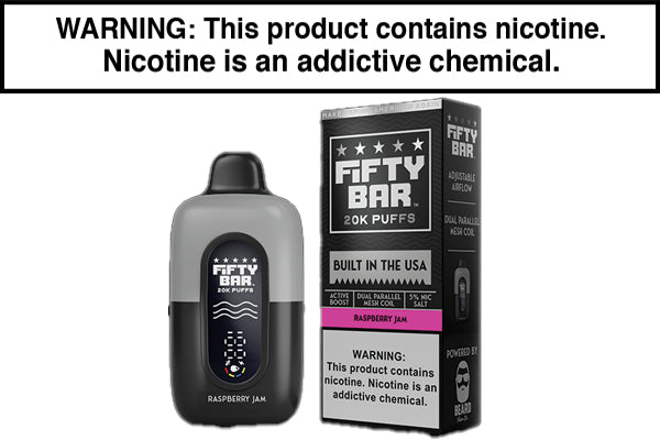 FIFTY BAR V2 20K DISPOSABLE VAPE - 20,000 PUFFS Raspberry Jam