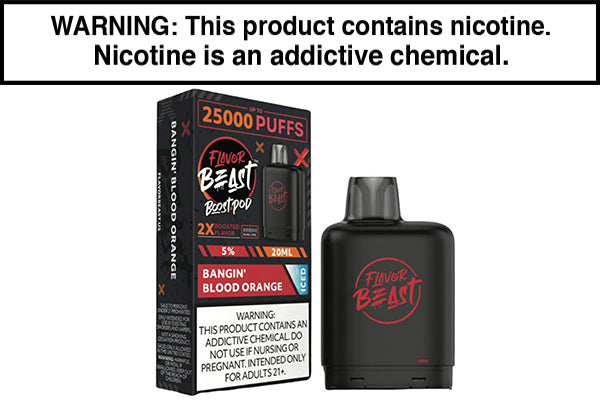 FLAVOR BEAST LEVEL X BOOST DISPOSABLE VAPE STARTER KIT Bangin' Blood Orange