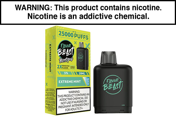 FLAVOR BEAST LEVEL X BOOST DISPOSABLE VAPE STARTER KIT Extreme Mint