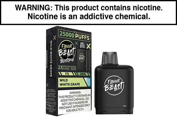FLAVOR BEAST LEVEL X BOOST DISPOSABLE VAPE STARTER KIT Wild White Grape