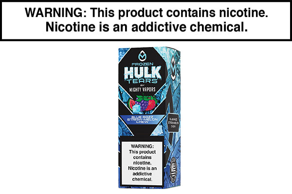 FROZEN BLUE RAZZ STRAW-MELON CHEW BY MIGHTY VAPORS HULK TEARS SALT 30ML