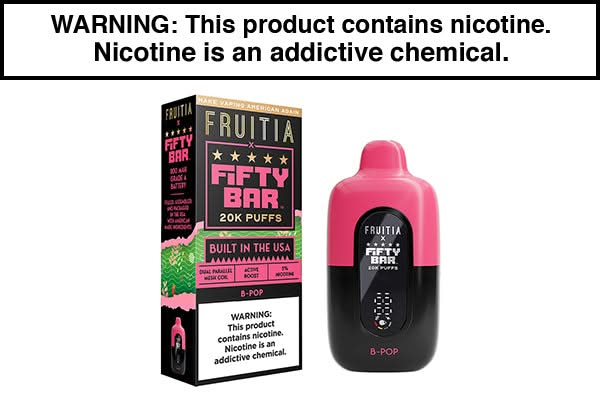 FRUITIA X FIFTY BAR 20K DISPOSABLE VAPE - 20,000 PUFFS FRUITIA X FIFTY BAR 20K DISPOSABLE VAPE - 20,000 PUFFS