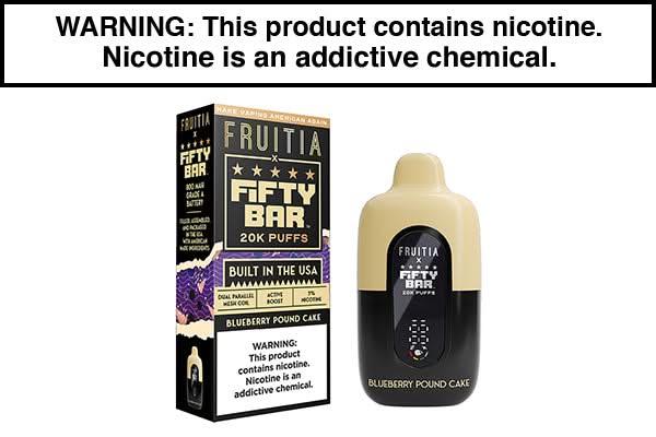 FRUITIA X FIFTY BAR 20K DISPOSABLE VAPE - 20,000 PUFFS FRUITIA X FIFTY BAR 20K DISPOSABLE VAPE - 20,000 PUFFS