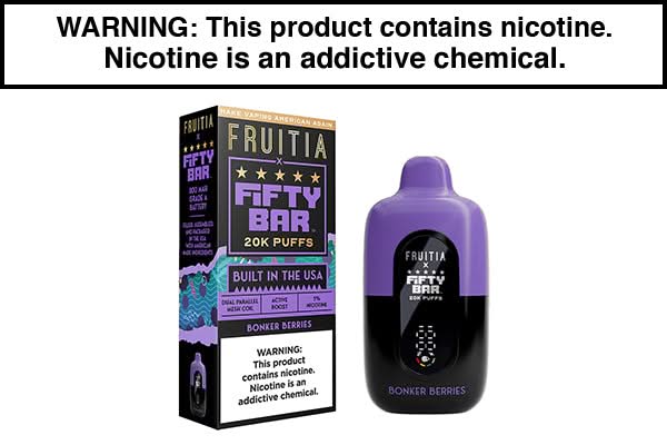 FRUITIA X FIFTY BAR 20K DISPOSABLE VAPE - 20,000 PUFFS FRUITIA X FIFTY BAR 20K DISPOSABLE VAPE - 20,000 PUFFS
