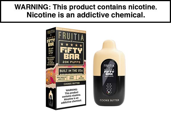 FRUITIA X FIFTY BAR 20K DISPOSABLE VAPE - 20,000 PUFFS FRUITIA X FIFTY BAR 20K DISPOSABLE VAPE - 20,000 PUFFS