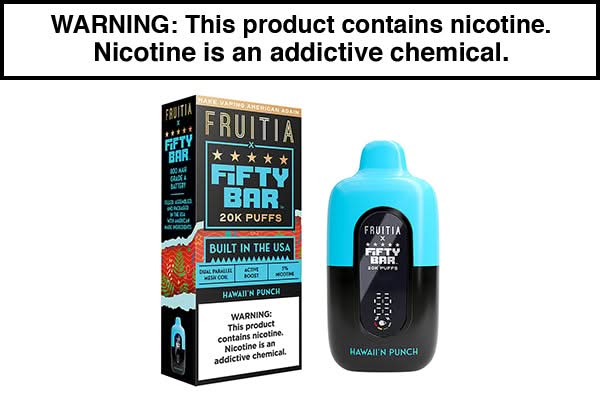 FRUITIA X FIFTY BAR 20K DISPOSABLE VAPE - 20,000 PUFFS FRUITIA X FIFTY BAR 20K DISPOSABLE VAPE - 20,000 PUFFS