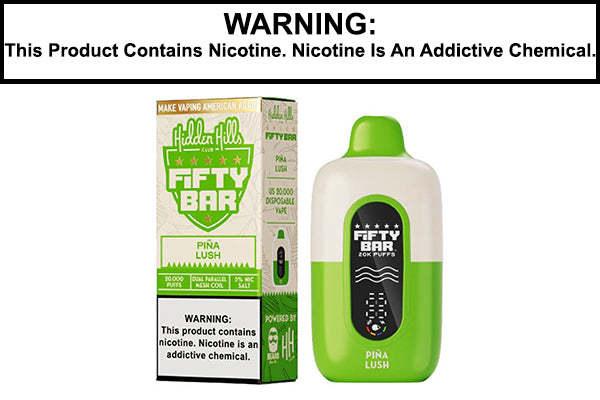 HIDDEN HILLS X FIFTY BAR 20K DISPOSABLE VAPE - 20,000 PUFFS HIDDEN HILLS X FIFTY BAR 20K DISPOSABLE VAPE - 20,000 PUFFS