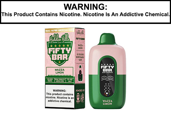 HIDDEN HILLS X FIFTY BAR 20K DISPOSABLE VAPE - 20,000 PUFFS HIDDEN HILLS X FIFTY BAR 20K DISPOSABLE VAPE - 20,000 PUFFS