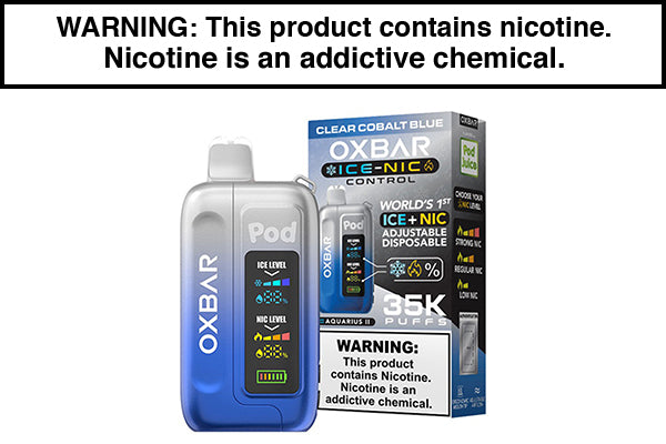 OXBAR ICE-NIC 35K DISPOSABLE VAPE POD JUICE EDITION Clear Cobalt Blue