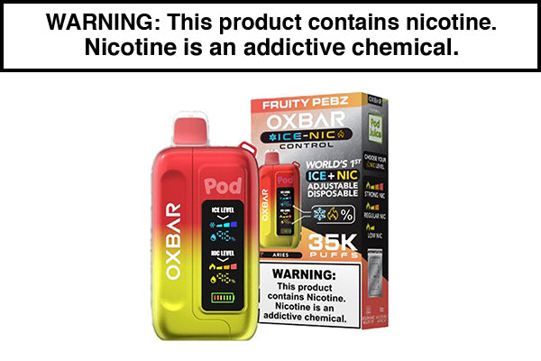 OXBAR ICE-NIC 35K DISPOSABLE VAPE POD JUICE EDITION Fruity Pebz