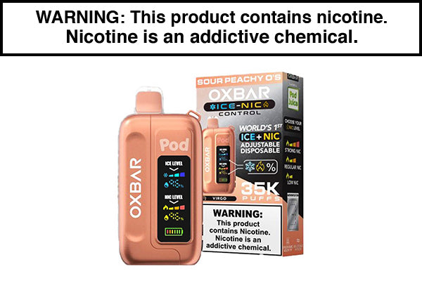 OXBAR ICE-NIC 35K DISPOSABLE VAPE POD JUICE EDITION Sour Peachy O's