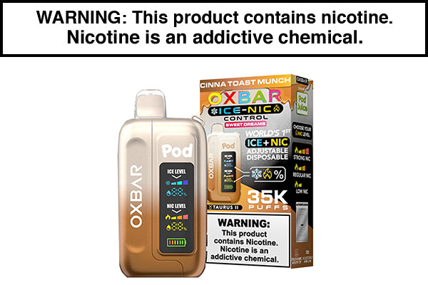 OXBAR ICE-NIC 35K DISPOSABLE VAPE POD JUICE EDITION Cinna Toast Munch