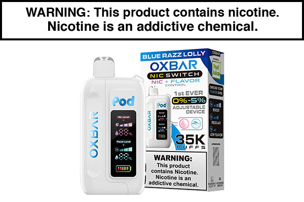 OXBAR X POD JUICE NIC SWITCH 35K DISPOSABLE VAPE Blue Razz Lolly