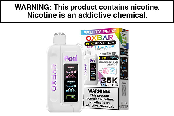 OXBAR X POD JUICE NIC SWITCH 35K DISPOSABLE VAPE Fruity Pebz