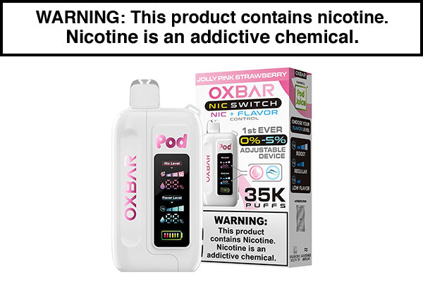 OXBAR X POD JUICE NIC SWITCH 35K DISPOSABLE VAPE Jolly Pink Strawberry