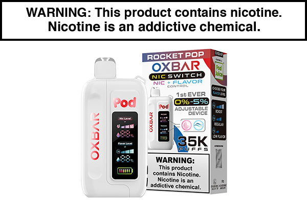 OXBAR X POD JUICE NIC SWITCH 35K DISPOSABLE VAPE Rocket Pop