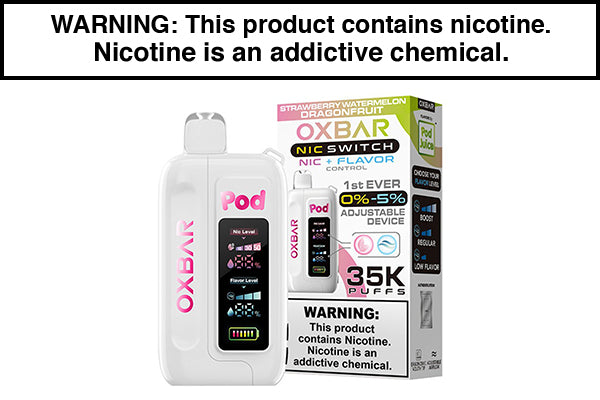 OXBAR X POD JUICE NIC SWITCH 35K DISPOSABLE VAPE Strawberry Watermelon Dragonfruit