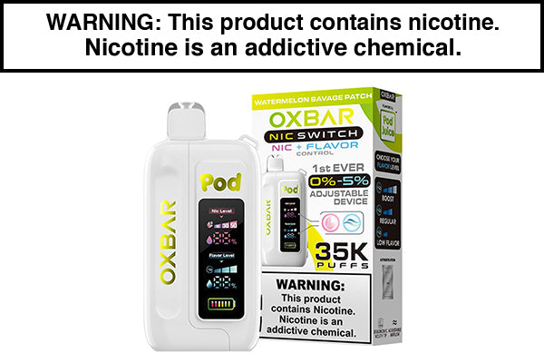 OXBAR X POD JUICE NIC SWITCH 35K DISPOSABLE VAPE Watermelon Savage Patch