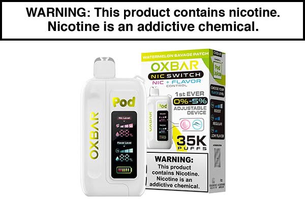 disposable vape with adjustable nicotine OXBAR X POD JUICE NIC SWITCH 35K DISPOSABLE VAPE