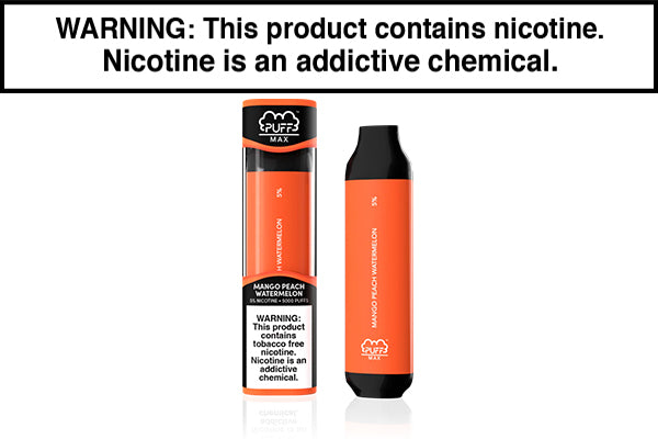 PUFF BAR PUFF MAX DISPOSABLE VAPE - 5000 PUFFS Mango Peach Watermelon