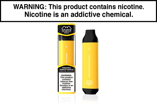 PUFF BAR PUFF MAX DISPOSABLE VAPE - 5000 PUFFS Pineapple Mango Orange