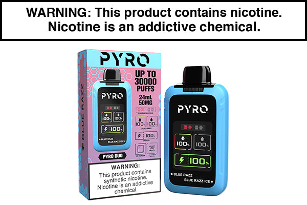 PYRO DUO 30K PUFF DISPOSABLE VAPE Blue Razz Blue Razz Ice