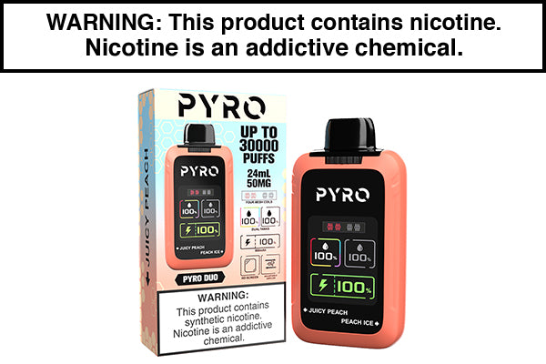 PYRO DUO 30K PUFF DISPOSABLE VAPE Juicy Peach Peach Ice