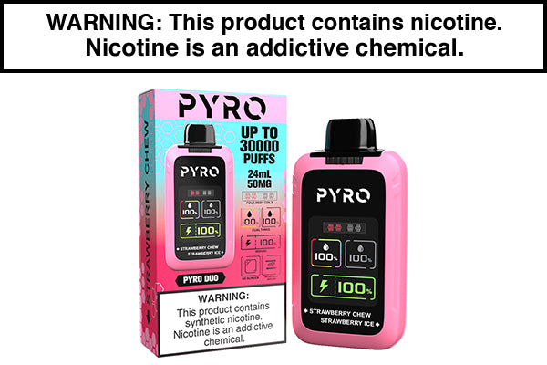 PYRO DUO 30K PUFF DISPOSABLE VAPE Strawberry Chew Strawberry Ice