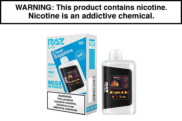 RAZ LTX 25K DISPOSABLE VAPE - 25,000 PUFFS Clear Sapphire