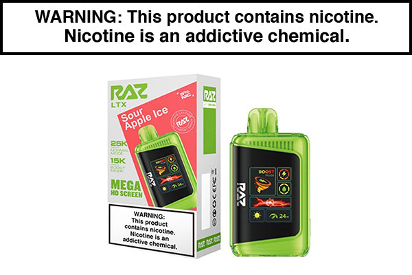 RAZ LTX 25K DISPOSABLE VAPE - 25,000 PUFFS Sour Apple Ice