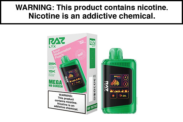 RAZ LTX 25K DISPOSABLE VAPE - 25,000 PUFFS Sour Watermelon Peach