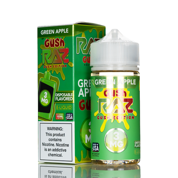 Pod Juice X RAZ E-Liquid - Green Apple Gush - 100mL | Made in the USA - Vape Juice