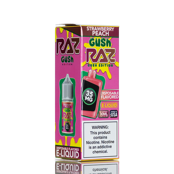 Pod Juice X RAZ Salt Nic - Strawberry Peach Gush - 30mL | USA Made - Vape Juice