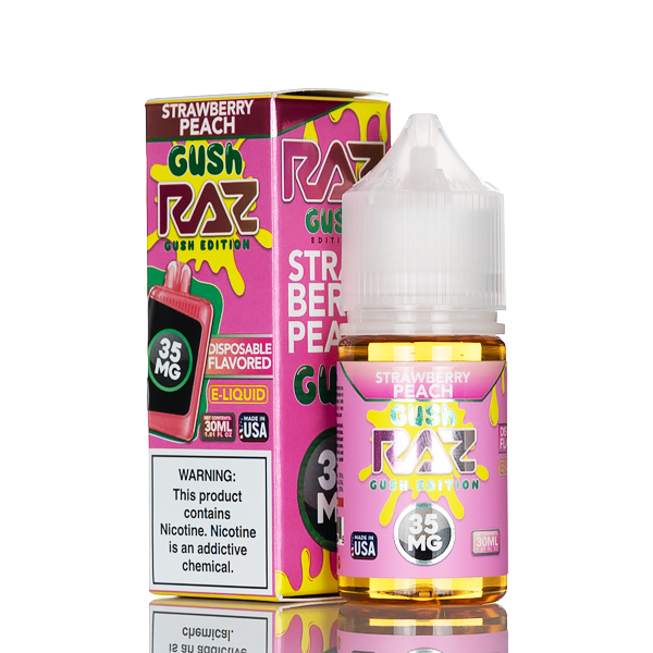 Pod Juice X RAZ Salt Nic - Strawberry Peach Gush - 30mL | USA Made - Vape Juice
