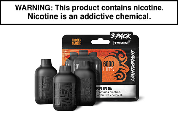 TYSON 2.0 LIGHTWEIGHT DISPOSABLE VAPE 6000 PUFFS (3-PACK) Frozen Mango