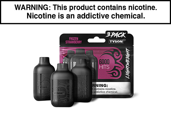 TYSON 2.0 LIGHTWEIGHT DISPOSABLE VAPE 6000 PUFFS (3-PACK) Frozen Strawberry
